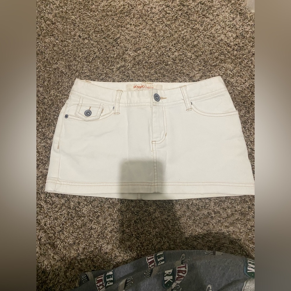Stylish Mini Denim Skirt in Cream